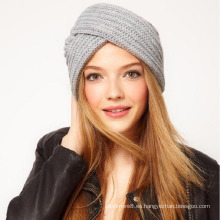 Moda para mujer turbante cruzado bohemio de punto estilo de la India gorro slouchy gorro (HW108)